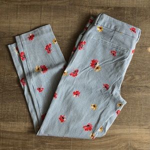 Ankle-Length Floral Chino Pants